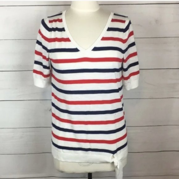 Talbots Striped Sweater White Red Navy S - Picture 1 of 1